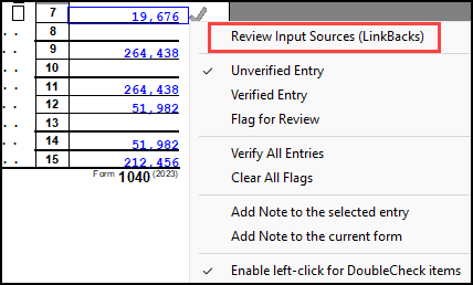 Image of "Review Input Sources" drop list